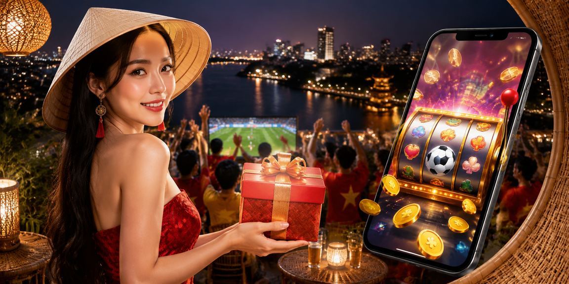 Người chơi slot game tại Hà Nội với hình ảnh nón lá truyền thống Việt Nam